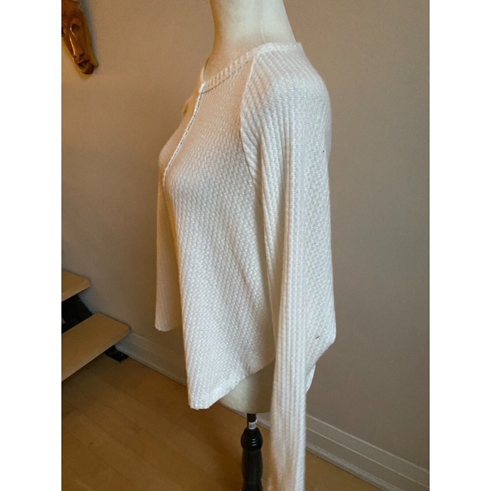 Bp henley long sleeve BNWOT white top sz medium womens snap button oversize - Picture 3 of 6